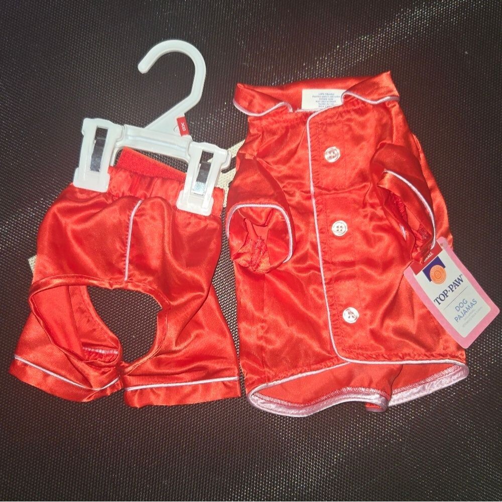 Top Paw Red Satin Dog Pajamas XS
